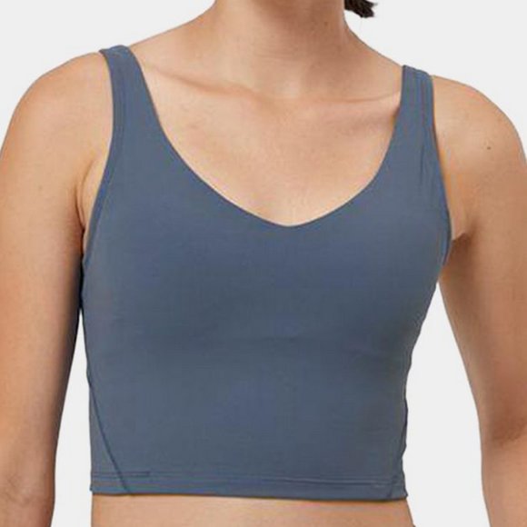 HALARA Tops - Halara Cloudful Smoke Blue Padded Cropped Yoga Tank Top